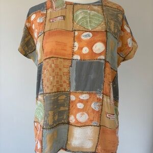 Vintage 90’s faux patchwork art teacher chic pullover